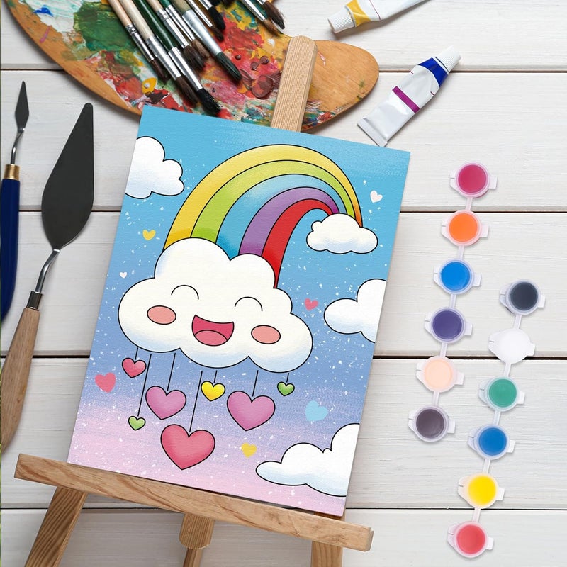 Anseal 12 Packs Birthday Pre Drawn Canvas to Paint, 5" X 7" Pre Printed Canvas for Kids, Pre Stretched Canvas Outline Painting Boards for Beginners, Students, Party Favor - Image 3